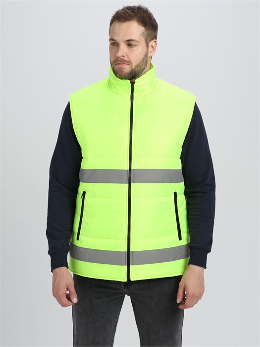 Жилет утепленный БЕЗ НАНЕСЕНИЯ ЛОГОТИПА сигнальный Ярксион® СОП (тк.OxLine,90), лимонный 10057