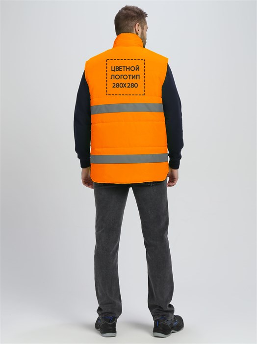 Жилет утепленный сигнальный С НАНЕСЕНИЕМ ЛОГОТИПА Ярксион® СОП (тк.OxLine,90), оранжевый 10060